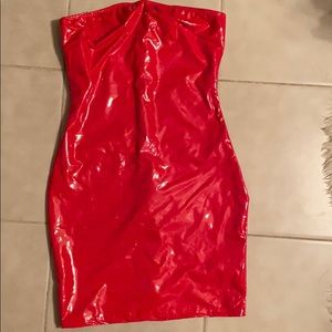 Red Latex Tube Dress